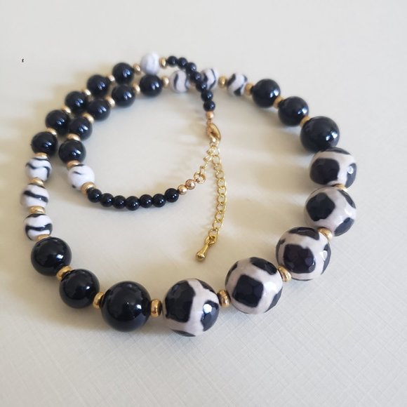 OOAK Kriaytions Black Spot Faceted Stone Necklace NEW OOAK - Picture 2 of 4